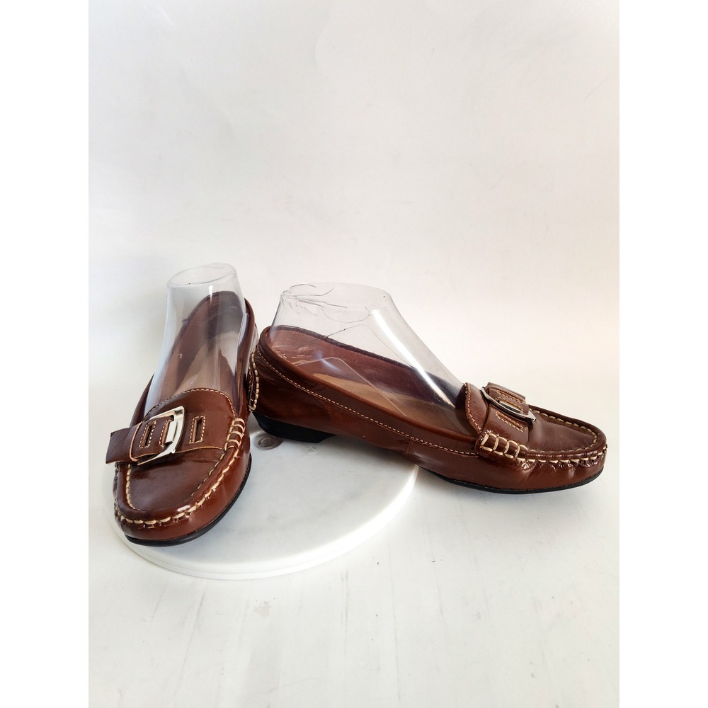 Naturalizer‎ Loafers 7 Leather Buckle Brown Classic Slip On Comfort Flats Shoes - Picture 5 of 11